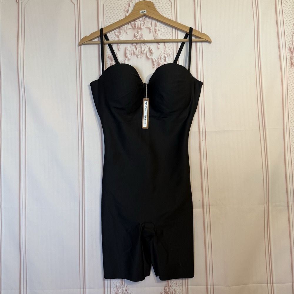 Skims Body CS Underwire Molded Mid Thigh Bodysuit Onyx Black Sz L NWT $138